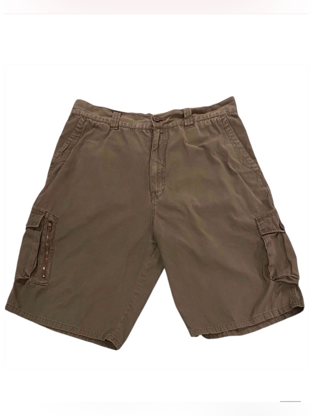 Burnside 36 Cargo Shorts Army Olive Green Zipper Cargo Pockets Walking Hiking